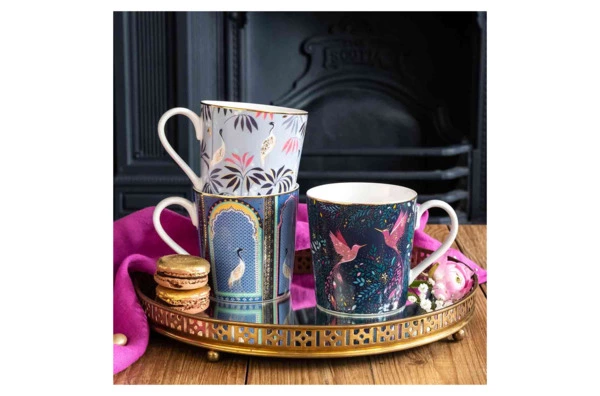 Кружка Portmeirion Сара Миллер Райская птичка-колибри 340 мл, фарфор, темно-синяя