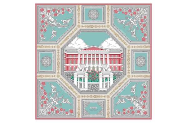 Платок сувенирный Русские в моде Музей современной истории России, шелк, серый