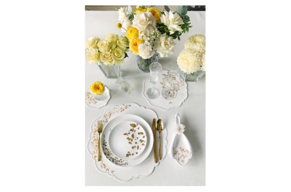 Набор плейсматов Private Decor collection Jardin Mаjоrelle 43 см, 2 шт, экокожа, бело-золотой