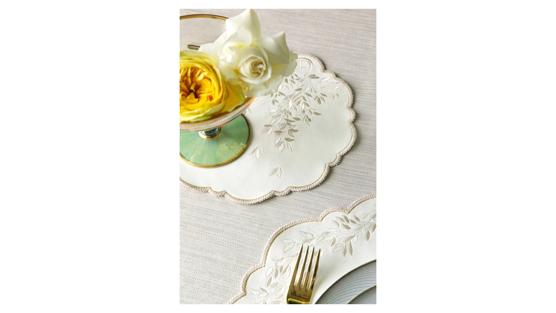 Набор плейсматов Private Decor collection Jardin Mаjоrelle 43 см, 2 шт, экокожа, молочный