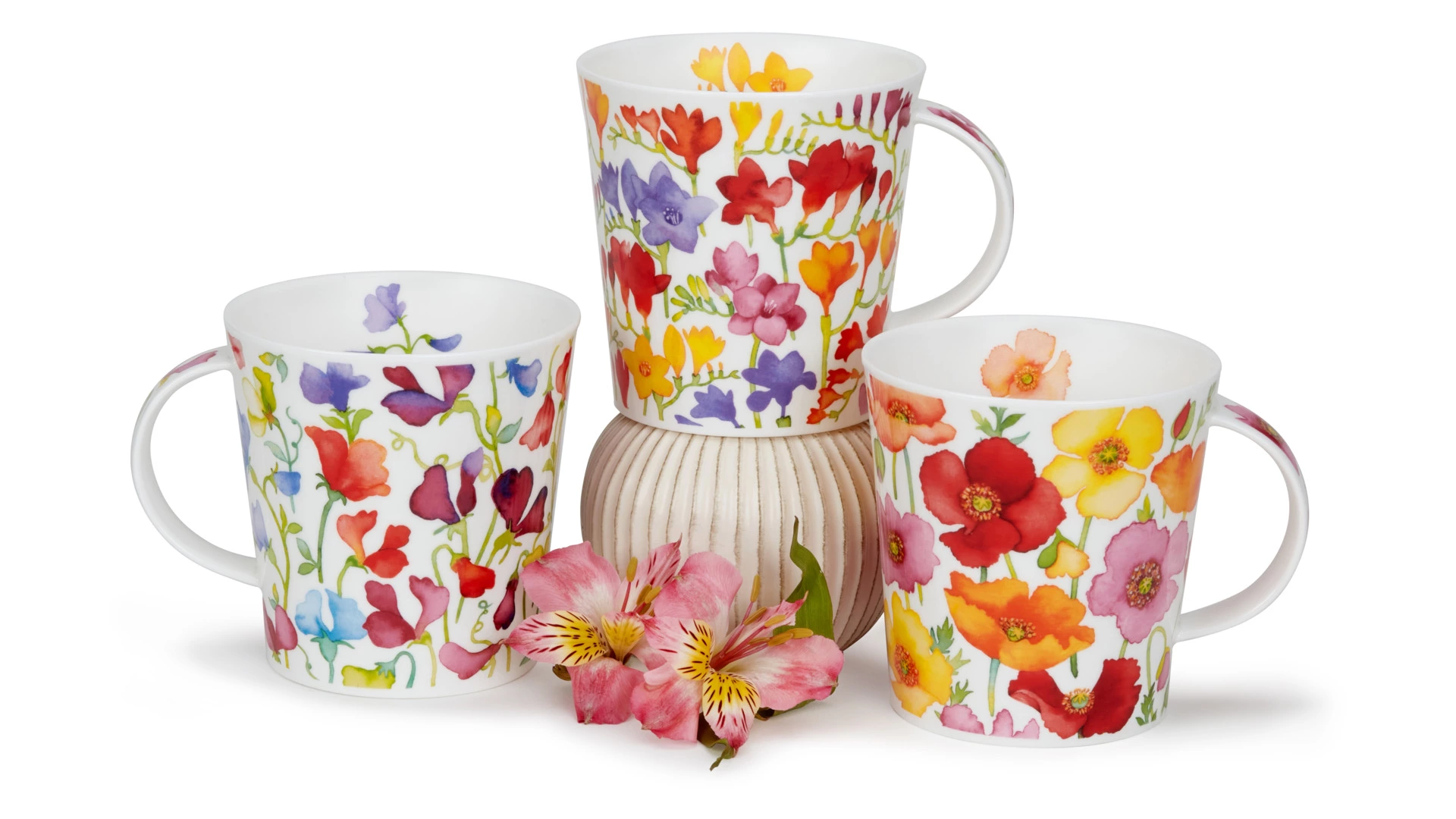 Кружка для чая и кофе Dunoon Цветы и бабочки Кернгорм 480 мл, фарфор костяной