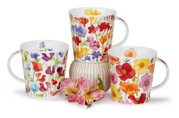 Кружка для чая и кофе Dunoon Цветы и бабочки Кернгорм 480 мл, фарфор костяной