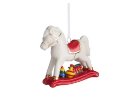 Елочное украшение Decor de table Лошадка, красное седло 8х2,6х8 см, фарфор