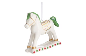 Елочное украшение Decor de table Лошадка, зеленая грива 8х2,5х8 см, фарфор