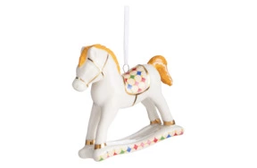 Елочное украшение Decor de table Лошадка, оранжевая грива 8х2,5х8 см, фарфор