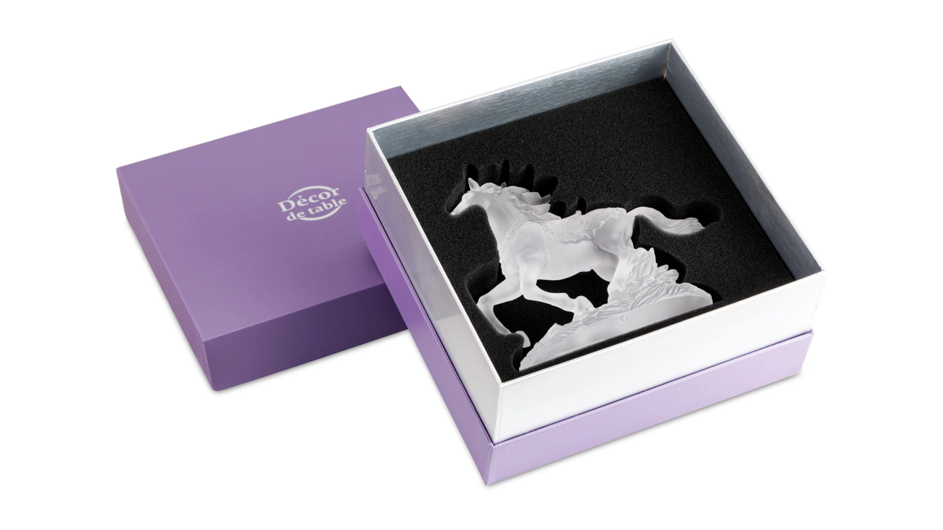 Фигурка Decor de Table Pate de Verre Cristal Лошадка 15х14 см, белая, хрустальное тесто, п/к