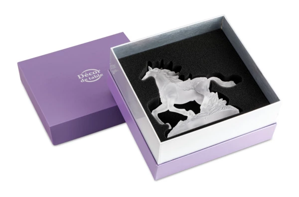 Фигурка Decor de Table Pate de Verre Cristal Лошадка 15х14 см, белая, хрустальное тесто, п/к