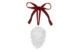 Украшение Shirokov Шишка 8 см, белое, хрустальное тесто, бордовая лента, п/к