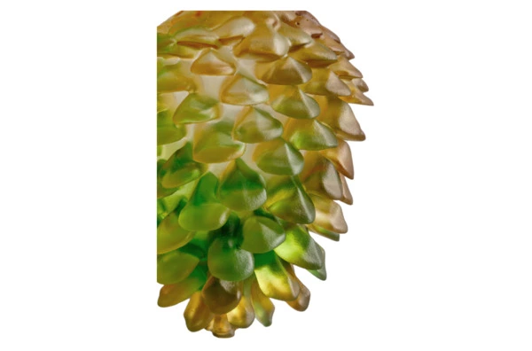 Украшение Shirokov Шишка 8 см, янтарно-зеленое, хрустальное тесто, бордовая лента, п/к