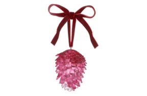 Елочное украшение Shirokov Шишка 8 см, красное, хрустальное тесто, бордовая лента, п/к