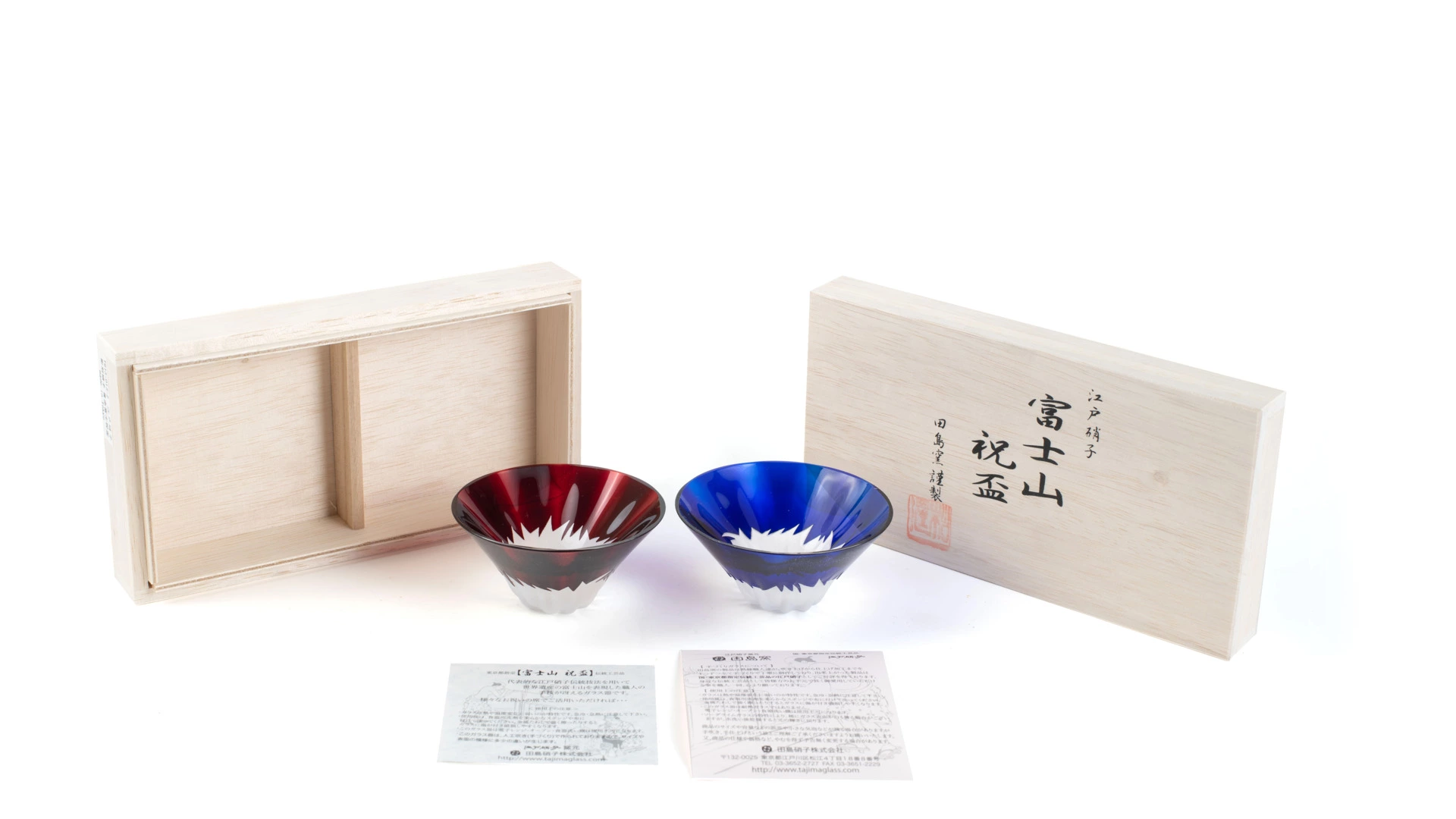 Набор праздничных рюмок Tajima Glass Фудзи 55 мл, 2 шт, стекло, деревянная коробка