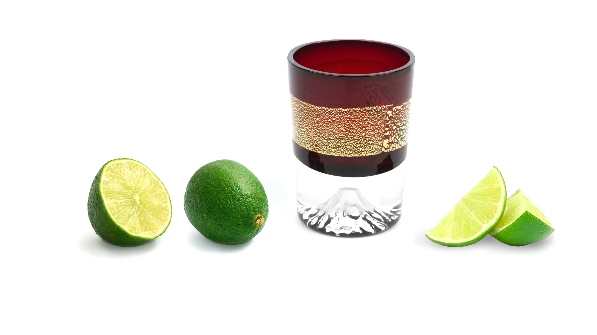 Рюмка Tajima Glass Фудзи с позолотой 85 мл, стекло, медно-красная, деревянная коробка