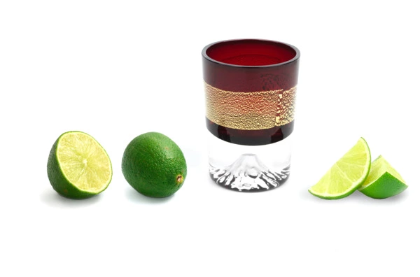 Рюмка Tajima Glass Фудзи с позолотой 85 мл, стекло, медно-красная, деревянная коробка