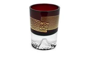 Рюмка Tajima Glass Фудзи с позолотой 85 мл, стекло, медно-красная, деревянная коробка