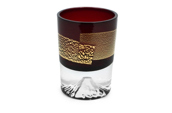Рюмка Tajima Glass Фудзи с позолотой 85 мл, стекло, медно-красная, деревянная коробка