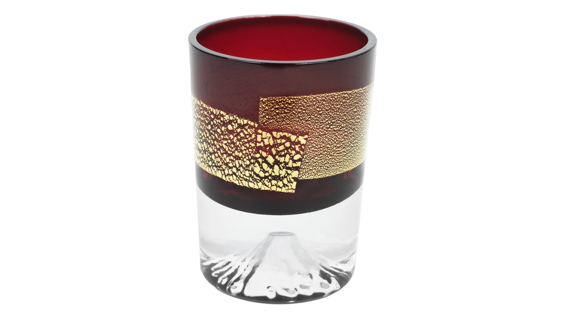 Рюмка Tajima Glass Фудзи с позолотой 85 мл, стекло, медно-красная, деревянная коробка
