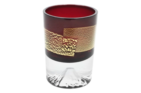 Рюмка Tajima Glass Фудзи с позолотой 85 мл, стекло, медно-красная, деревянная коробка