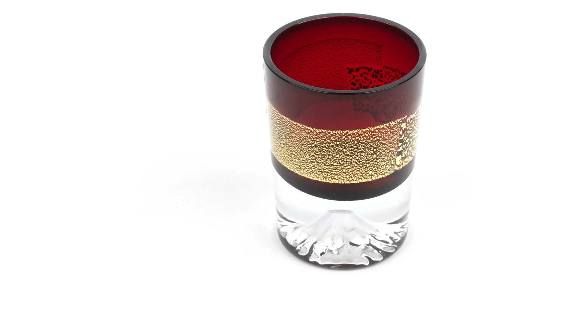 Рюмка Tajima Glass Фудзи с позолотой 85 мл, стекло, медно-красная, деревянная коробка