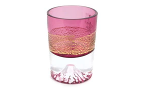Рюмка Tajima Glass Фудзи с позолотой 85 мл, стекло, золотисто-красная, деревянная коробка