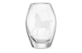 Ваза для цветов ГХЗ Галла 20 см, хрусталь, гравировка Лошади