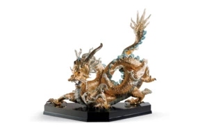 Скульптура Lladro Великий дракон с позолотой 74 см, фарфор