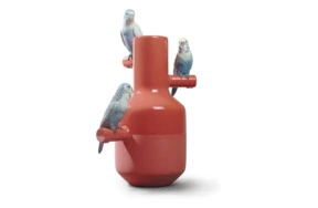 Ваза Lladro "Шествие попугаев". Коралловый вариант