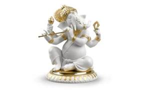 Фигурка Lladro Ганеши с бансури Золотой люстр 23 см, фарфор