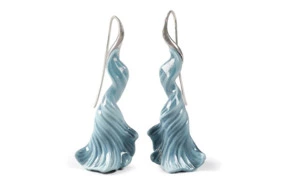 Сережки Lladro длинные Аквариум Морская волна 6 см