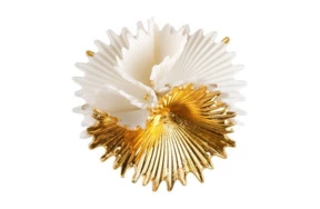 Брошь Lladro Актиния 7 см, белая, золотой люстр