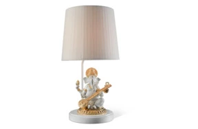 Лампа настольная Lladro Ганеша с виной Золоченый люстр 57 см, фарфор