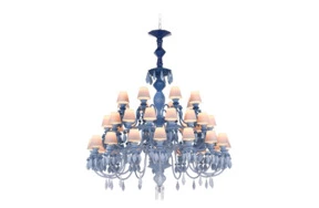 Люстра Lladro Belle de Nuit 150 см, синяя, 40 ламп
