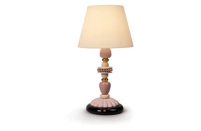 Лампа настольная Lladro Firefly 68 см, розовая с золоченым люстром, фарфор