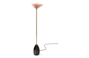 Лампа напольная Lladro Blossom 170 см, розово-золотая с деревянным основанием, фарфор