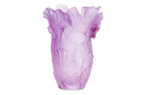 Ваза настольная Decor de Table P?te de Verre Crista Гинкго 30 см, хрустальное тесто, фиолетовая, п/к