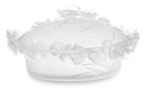Конфетница с крышкой Decor de Table Pate de Verre Cristal Орхидея 28 см, хрусталь, белая, п/к