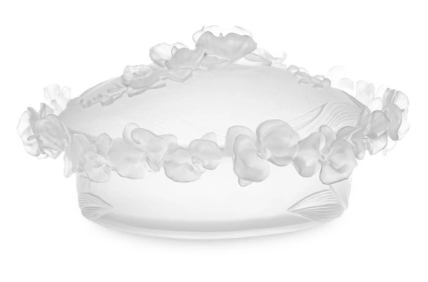 Конфетница с крышкой Decor de Table Pate de Verre Cristal Орхидея 28 см, хрусталь, белая, п/к
