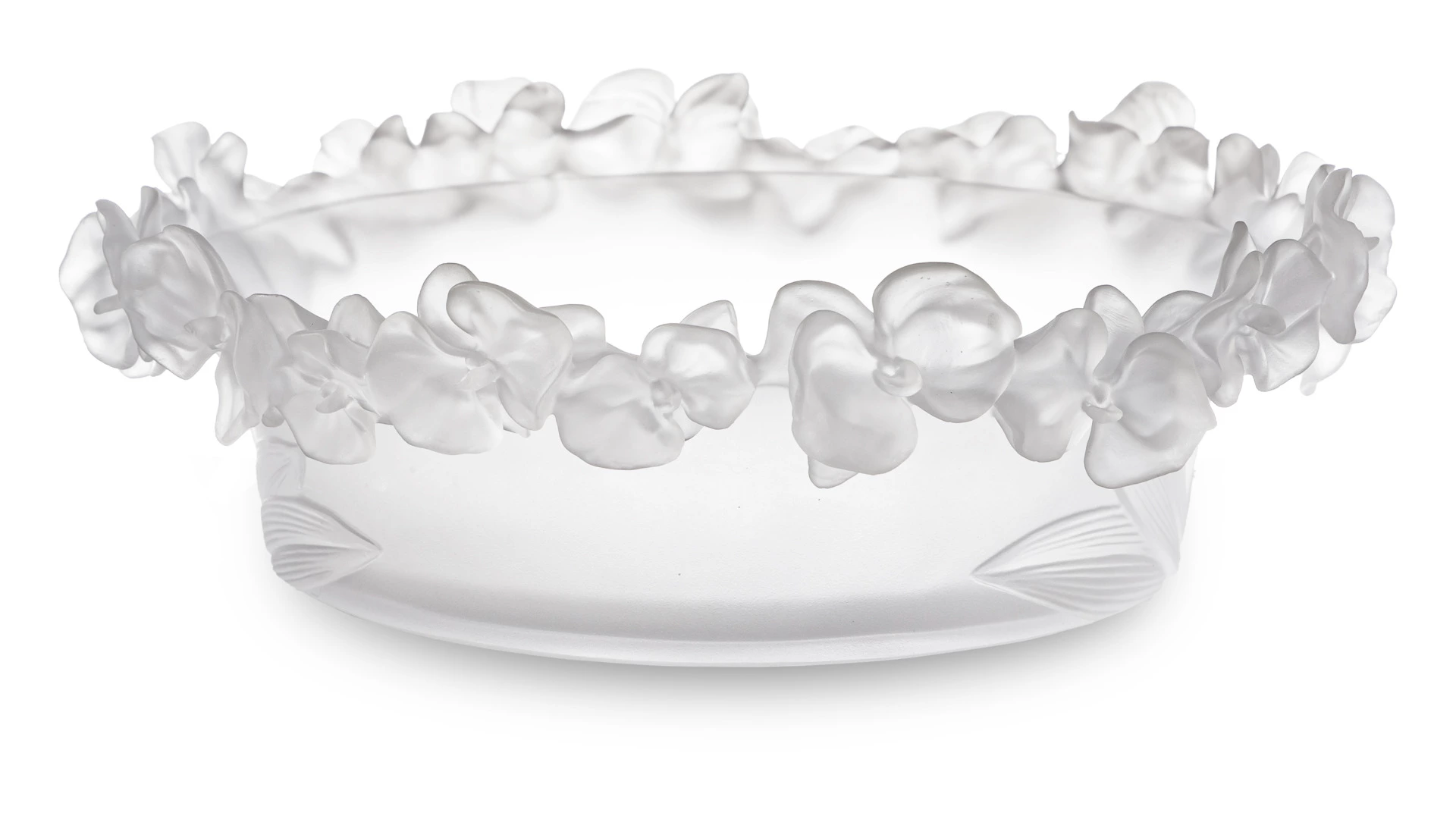 Конфетница с крышкой Decor de Table Pate de Verre Cristal Орхидея 28 см, хрусталь, белая, п/к
