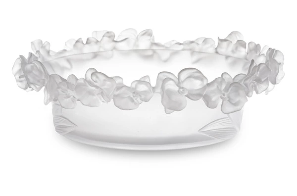 Конфетница с крышкой Decor de Table Pate de Verre Cristal Орхидея 28 см, хрусталь, белая, п/к