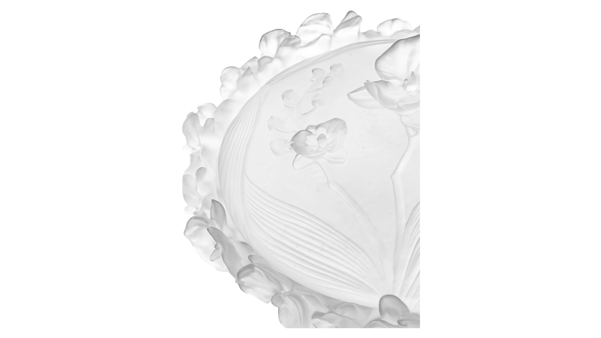 Конфетница с крышкой Decor de Table Pate de Verre Cristal Орхидея 28 см, хрусталь, белая, п/к