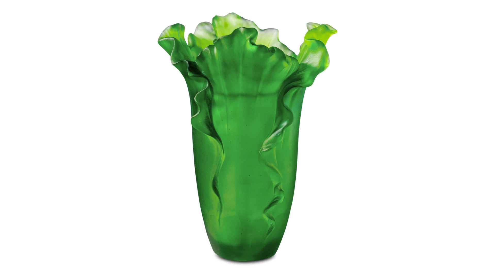 Ваза настольная Decor de Table Pate de Verre Cristal Мак 20 см, хрустальное тесто, темно-зеленая