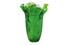 Ваза настольная Decor de Table Pate de Verre Cristal Мак 20 см, хрустальное тесто, темно-зеленая