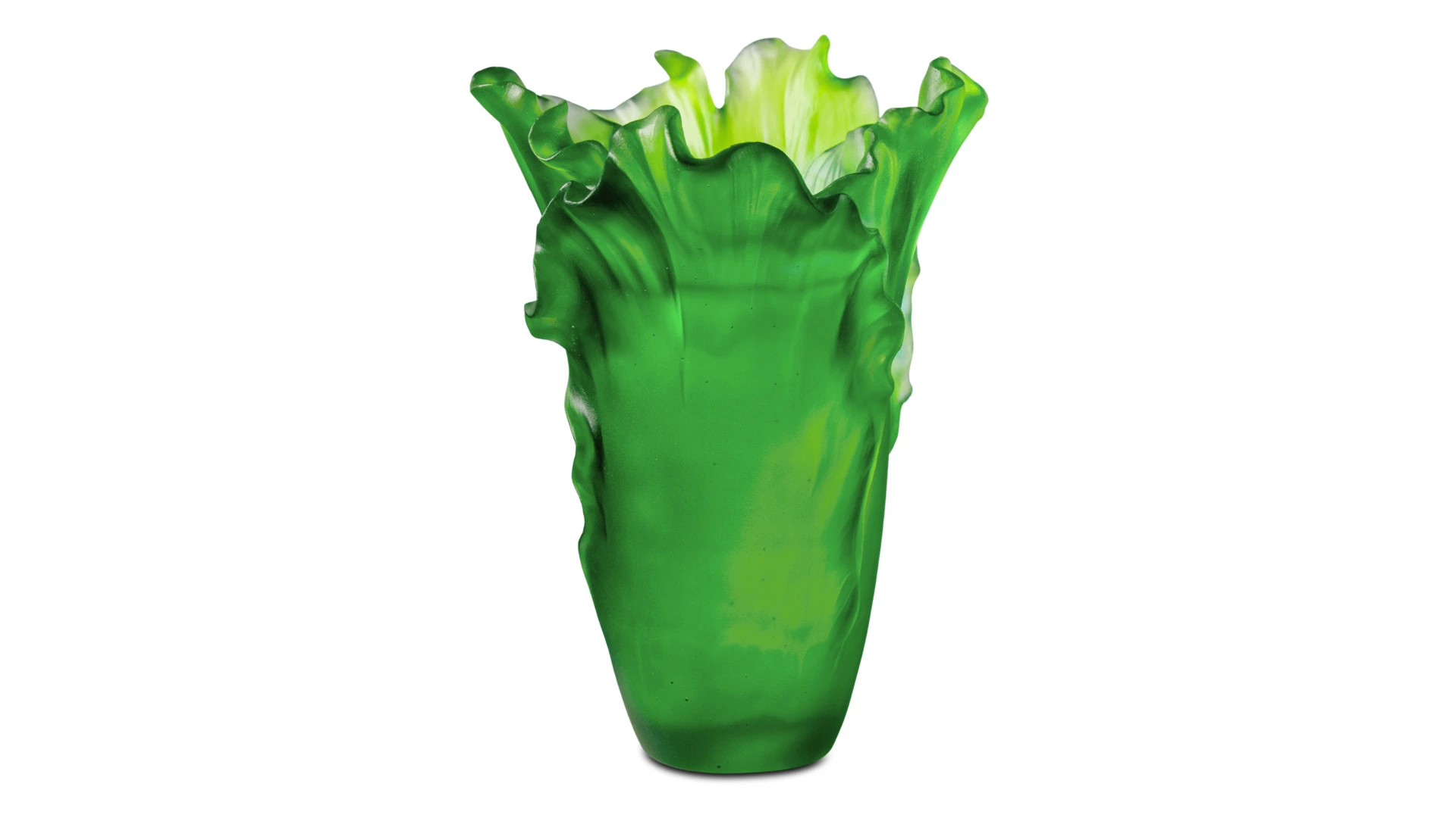 Ваза настольная Decor de Table Pate de Verre Cristal Мак 20 см, хрустальное тесто, темно-зеленая
