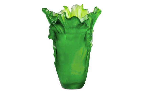 Ваза настольная Decor de Table Pate de Verre Cristal Мак 20 см, хрустальное тесто, темно-зеленая