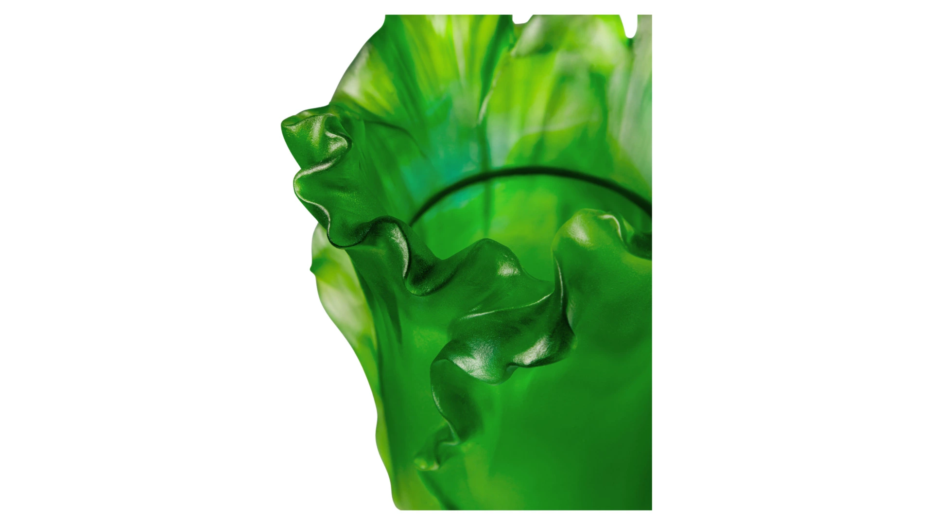 Ваза настольная Decor de Table Pate de Verre Cristal Мак 20 см, хрустальное тесто, темно-зеленая