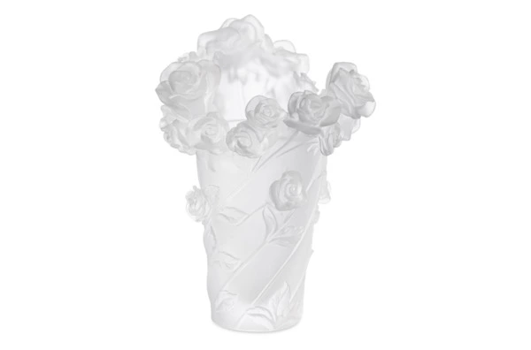 Ваза настольная Decor de Table Pate de Verre Cristal Роза 20 см, хрустальное тесто, белая, п/к