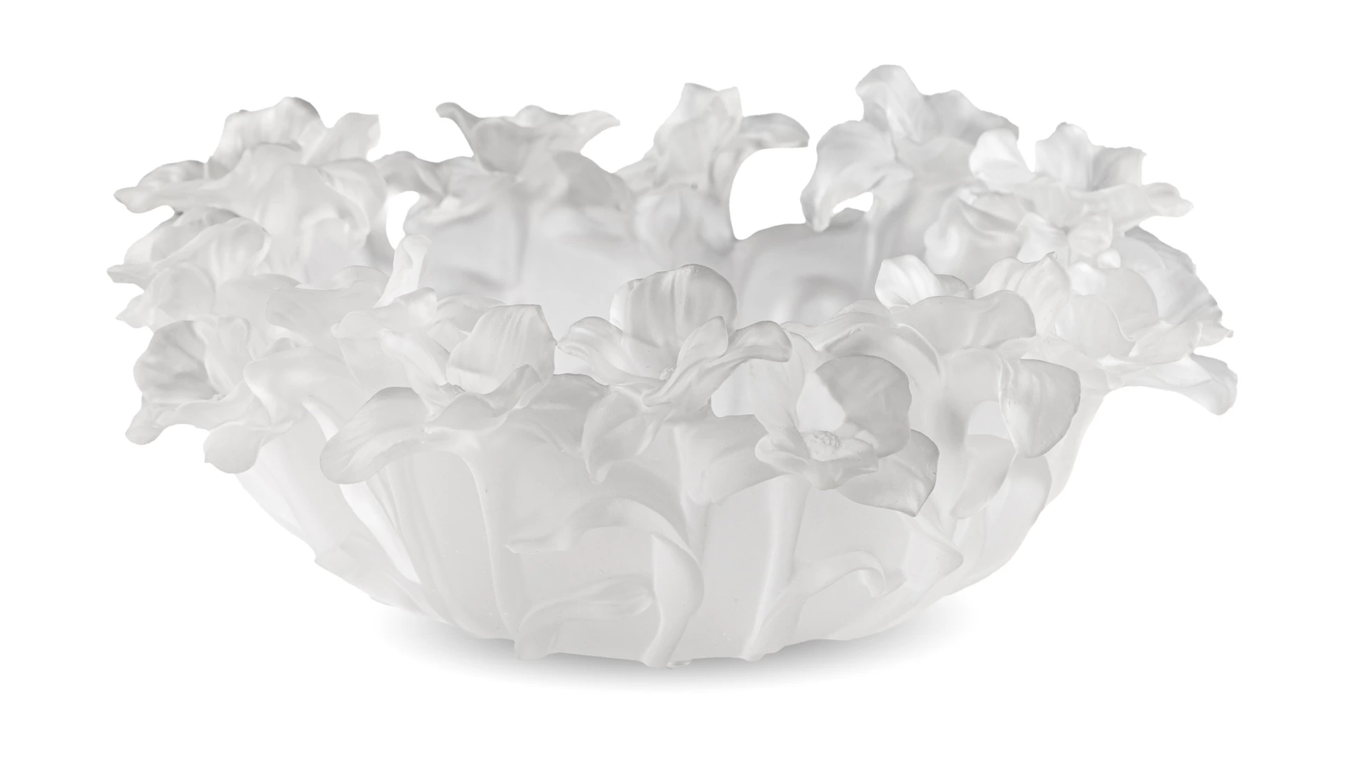 Чаша декоративная Decor de Table Pate de Verre Cristal Фиалка 30 см, хрустальное тесто, белая, п/к