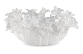 Чаша декоративная Decor de Table Pate de Verre Cristal Фиалка 30 см, хрустальное тесто, белая, п/к