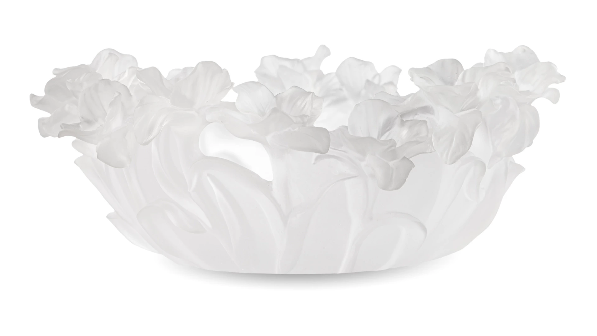 Чаша декоративная Decor de Table Pate de Verre Cristal Фиалка 30 см, хрустальное тесто, белая, п/к