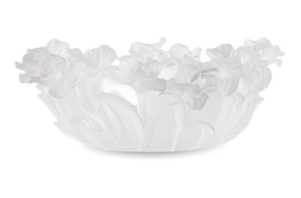 Чаша декоративная Decor de Table Pate de Verre Cristal Фиалка 30 см, хрустальное тесто, белая, п/к