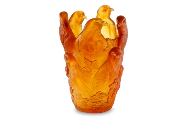 Ваза Decor de Table Pate de Verre Cristal Орел 30 см, хрустальное тесто, темно-янтарная, п/к